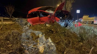 Kontrolden &ccedil;ıkan ara&ccedil; ağacın &uuml;zerine &ccedil;ıktı: 1 ağır yaralı