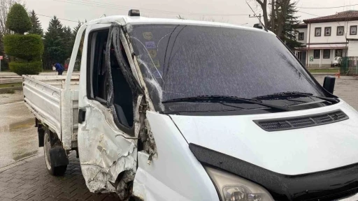 Kontrolden &ccedil;ıkan kamyonet elektrik direğini devirdi: 1 yaralı
