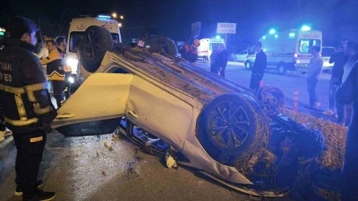 Kontrolden &ccedil;ıkan otomobil takla attı: 1 yaralı
