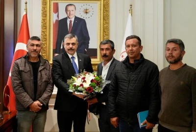 Maden iş&ccedil;ilerinden Bakan &Ccedil;ift&ccedil;i'ye teşekk&uuml;r ziyareti