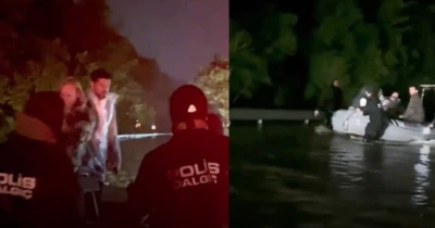 Mahsur kalan Murat Boz ve vatandaşları dalgı&ccedil; polisler kurtardı