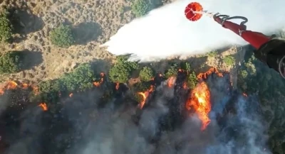 Menemen&rsquo;deki yangına havadan 6 u&ccedil;akla m&uuml;dahale