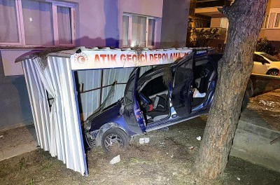 Mudanya'da kontrolden &ccedil;ıkan ara&ccedil; apartmanın bah&ccedil;esine u&ccedil;tu
