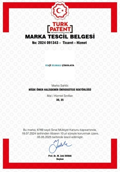N&Ouml;H&Uuml;&rsquo;n&uuml;n &rsquo;El&ccedil;i Elmalı &Ccedil;ikolata&rsquo; markası tescillendi
