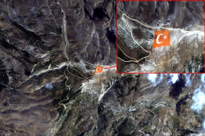 Onikişubat Belediyesi&rsquo;nin d&uuml;nyanın en b&uuml;y&uuml;k T&uuml;rk Bayrağı uzaydan g&ouml;r&uuml;nt&uuml;lendi