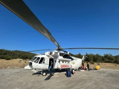Orhaneli&rsquo;de yangın helikopteri g&ouml;reve başladı