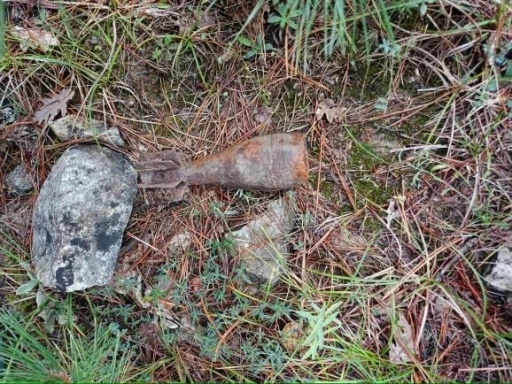 Ormanda k&uuml;flenmiş ve patlamamış halde havan topu mermisi bulundu
