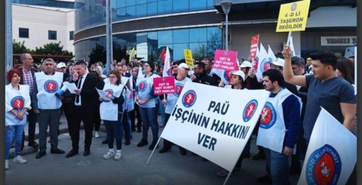 PA&Uuml; Hastanesi &ccedil;alışanları eylem yaptı
