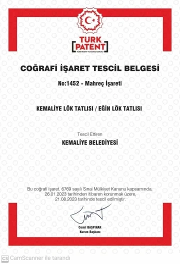 "Kemaliye Eğin L&ouml;k Tatlısı" tescillendi
