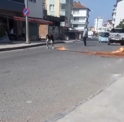 Randıman d&uuml;ş&uuml;k gelince istediği fiyatı alamayan şahıs fındığını sokak ortasında yaktı
