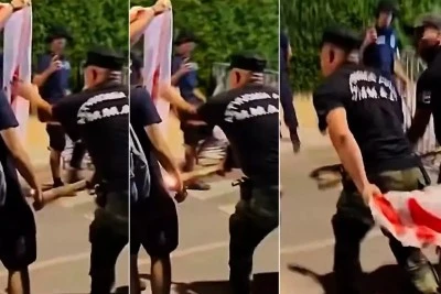 Rum milliyet&ccedil;iler KKTC bayrağını yakmaya &ccedil;alıştı