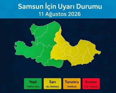 Samsun&rsquo;un doğusuna &rsquo;sarı kodlu&rsquo; yağış uyarısı