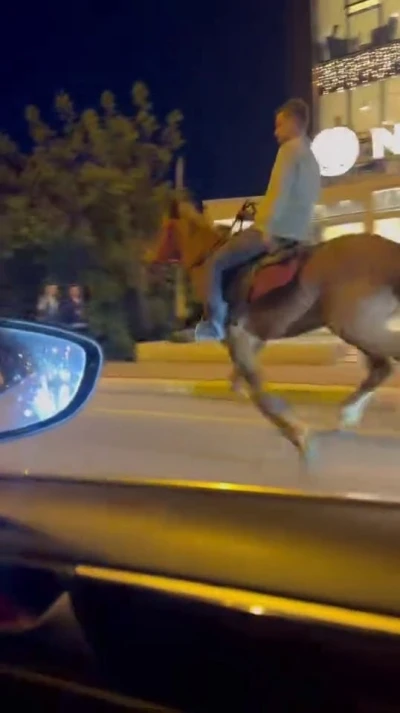 Şehrin g&ouml;beğinde d&ouml;rtnala giden atı g&ouml;ren d&ouml;n&uuml;p bir daha baktı
