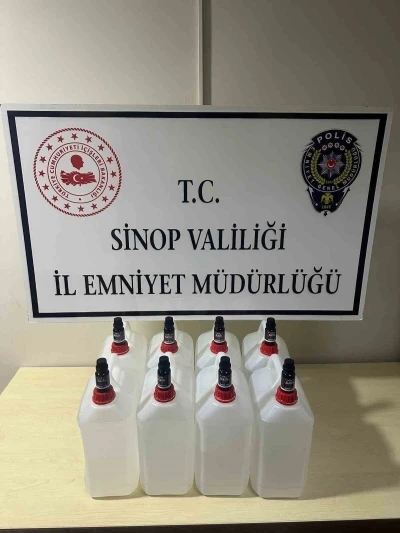 Sinop&rsquo;ta 40 litre etil alkol ele ge&ccedil;irildi
