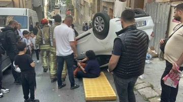 Şişli&rsquo;de otomobil takla attı: 1 yaralı
