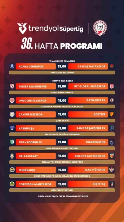 S&uuml;per Lig&rsquo;de 36. haftanın programı a&ccedil;ıklandı

