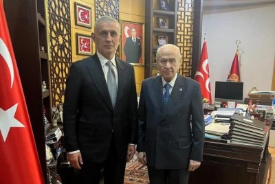 TFF Başkanı Hacıosmanoğlu'ndan MHP lideri Bah&ccedil;eli'ye ziyaret