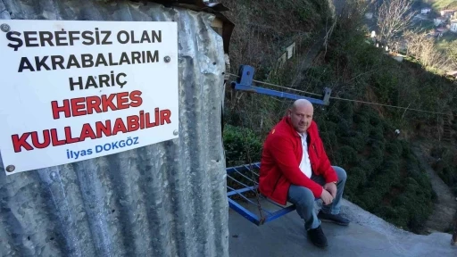 Trabzonlunun teleferik tabelası &ccedil;&ouml;z&uuml;m oldu: "Şerefsiz olan akrabalarım hari&ccedil; herkes kullanabilir"
