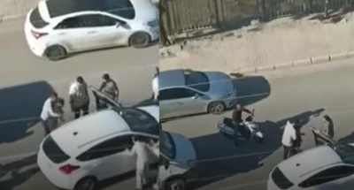 Trafikte yol verme kavgası: Birbirlerine yumrukla saldırdılar