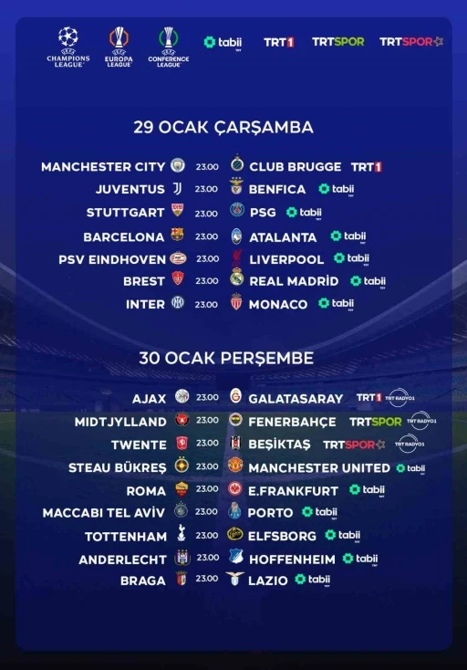 TRT&rsquo;de 2 g&uuml;nde 16 UEFA ma&ccedil;ı canlı yayınlanacak
