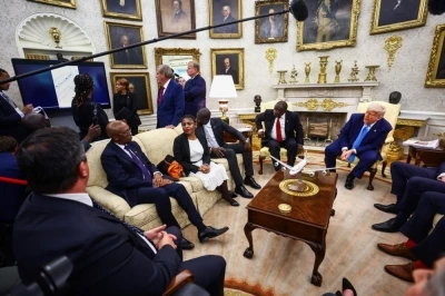 Trump, G&uuml;ney Afrika Devlet Başkanı Ramaphosa ile g&ouml;r&uuml;şt&uuml;