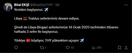 T&uuml;rk Hava Yolları&rsquo;nın Bingazi seferleri başlıyor
