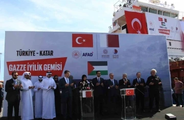 &rsquo;T&uuml;rkiye-Katar Gazze İyilik Gemisi&rsquo; Mersin&rsquo;den uğurlandı