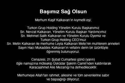 Turkon Holding'in Acı G&uuml;n&uuml;