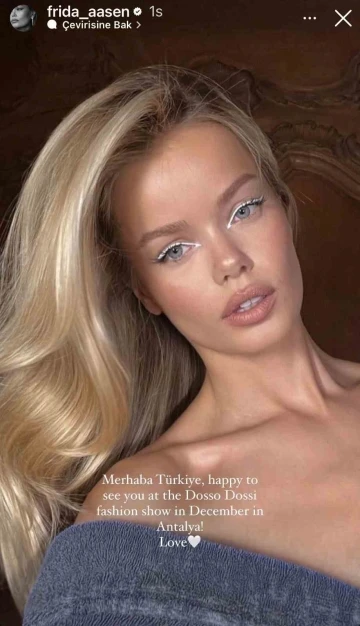 &Uuml;nl&uuml; top model Aasen&rsquo;den T&uuml;rkiye mesajı :" Merhaba T&uuml;rkiye"
