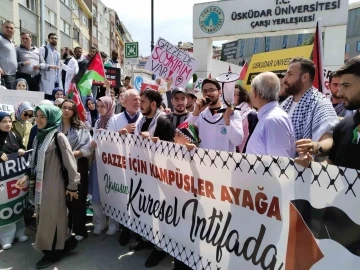&Uuml;sk&uuml;dar &Uuml;niversitesi &ouml;ğrencilerinden Gazze&rsquo;ye destek y&uuml;r&uuml;y&uuml;ş&uuml;