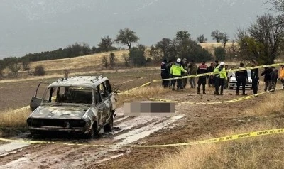 Vahşet! Yanan aracın yakınında başsız ceset bulundu