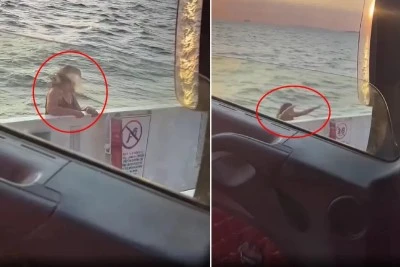 Yalova'da kadın yolcu feribottan kendini denize attığı anın g&ouml;r&uuml;nt&uuml;leri